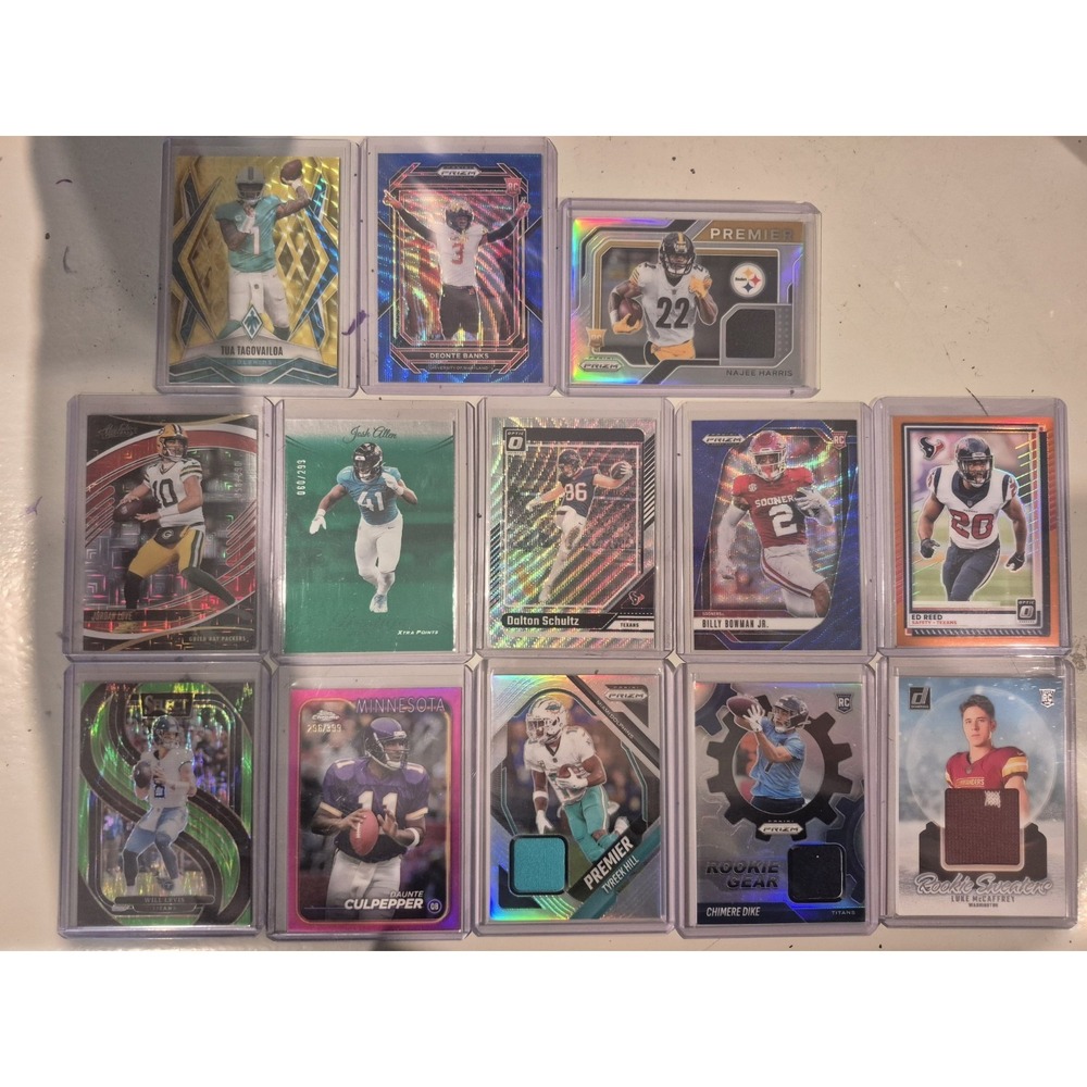 Football Card Lot All Numbered And Jersey Cards Love Hill Tagovailoa Schultz Etc
